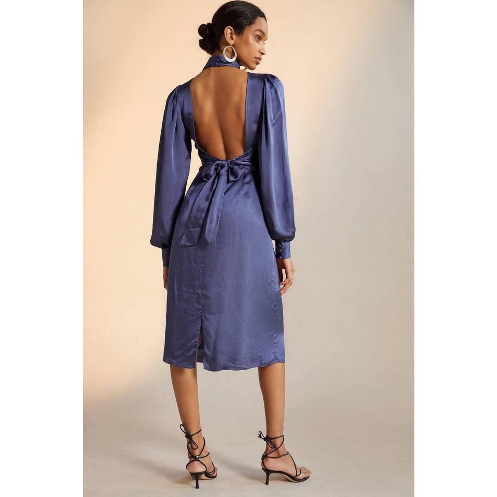 Anthropologie, Hutch, Open Back Dress Blue, Size 6